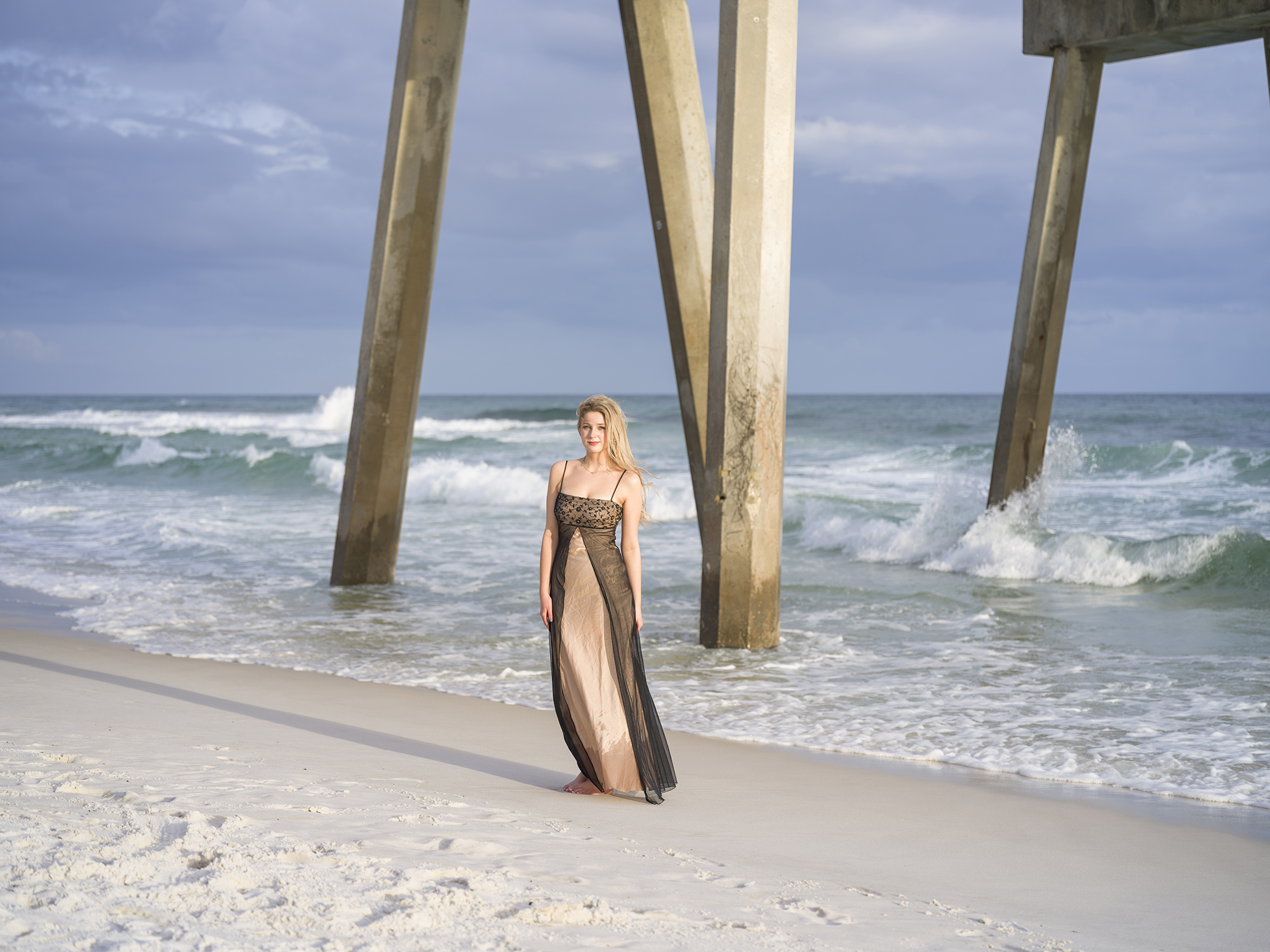 Beach family portrait at sunset